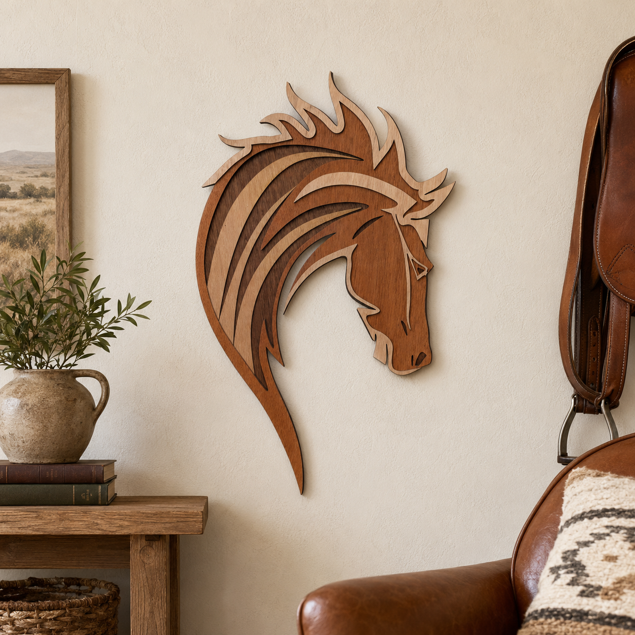 MUSTANG HORSE HEAD Wood Wall Art
