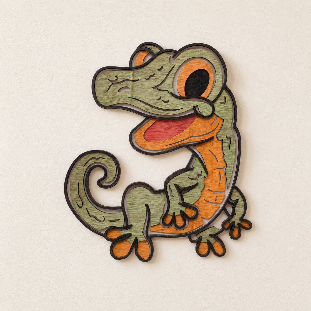 FUN GECKO Wood Wall Art