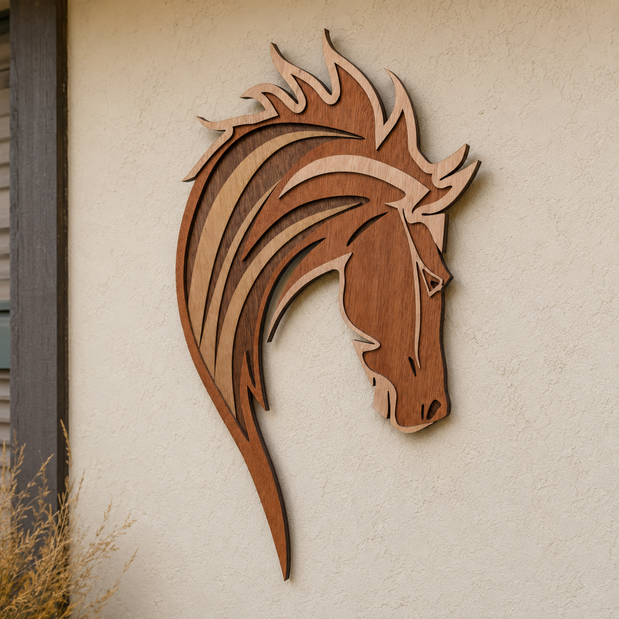MUSTANG HORSE HEAD Wood Wall Art