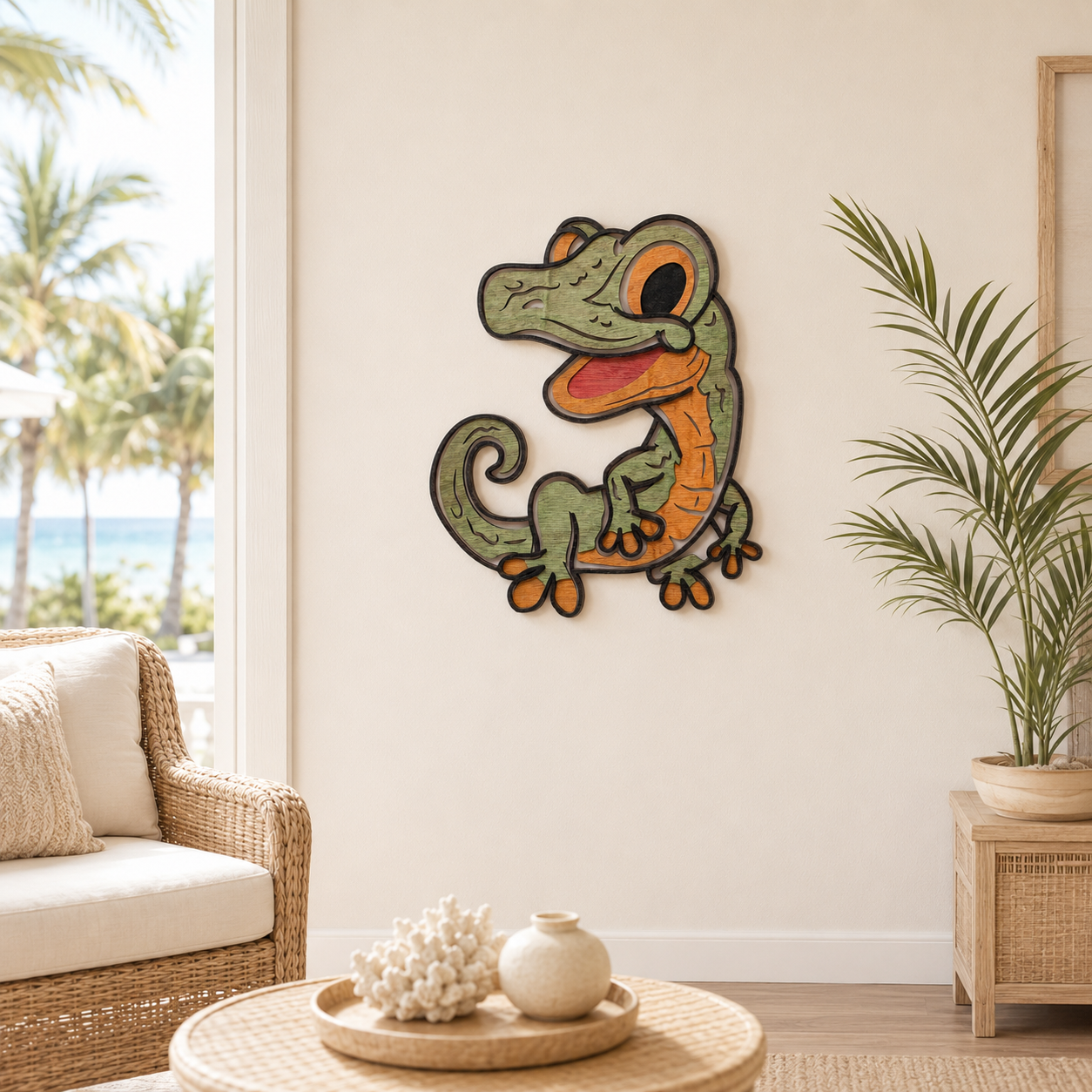FUN GECKO Wood Wall Art