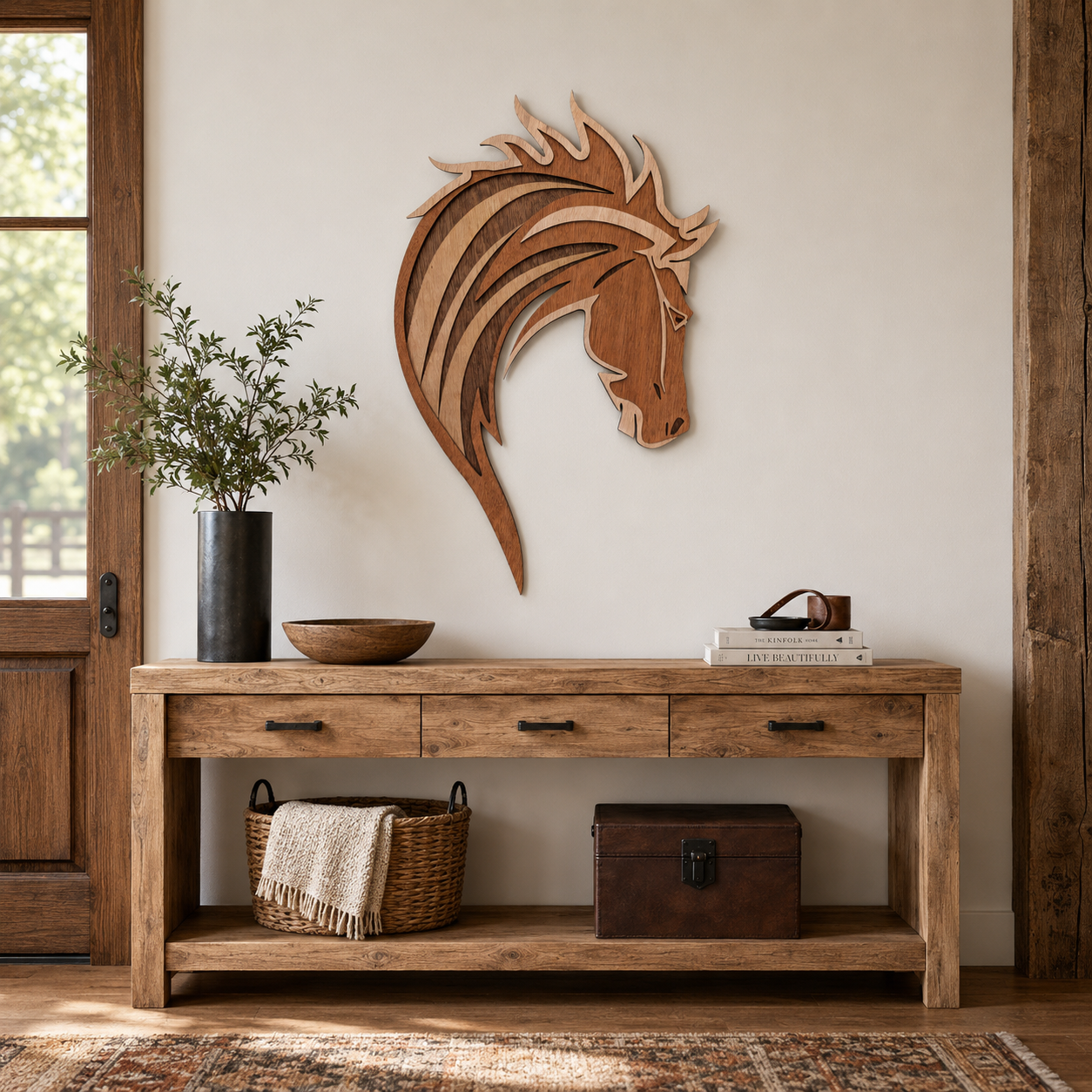 MUSTANG HORSE HEAD Wood Wall Art