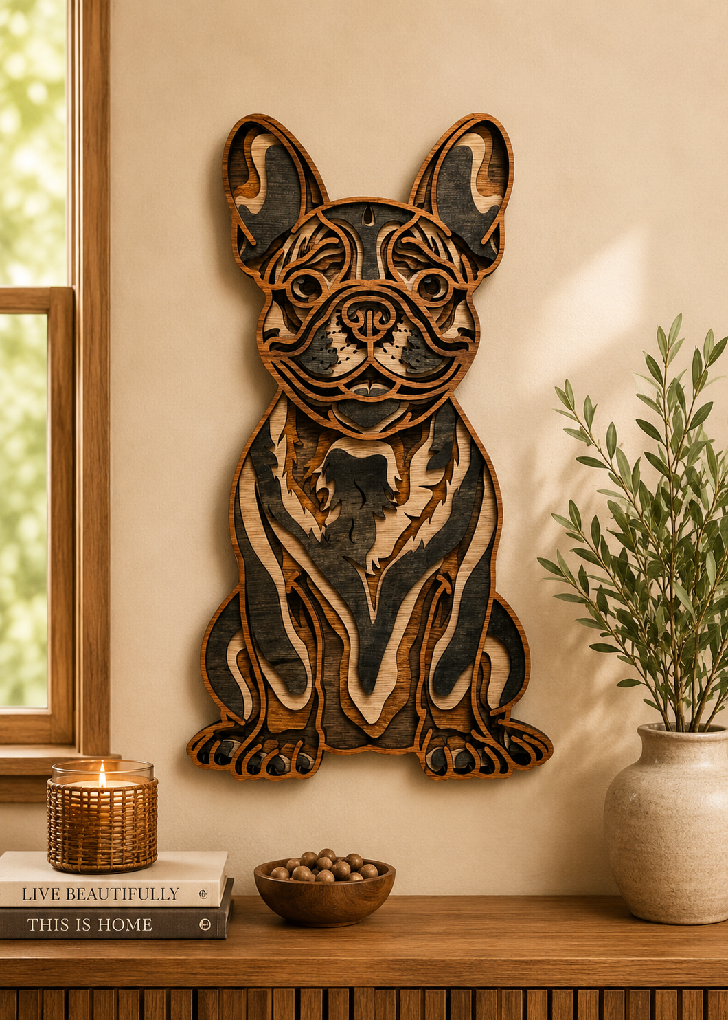 3D Boston Terrier Wood Wall Art