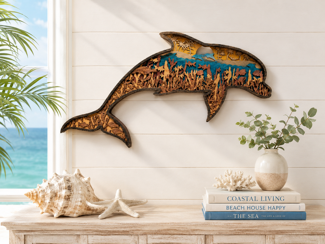 3D Dolphin Wood Wall Art