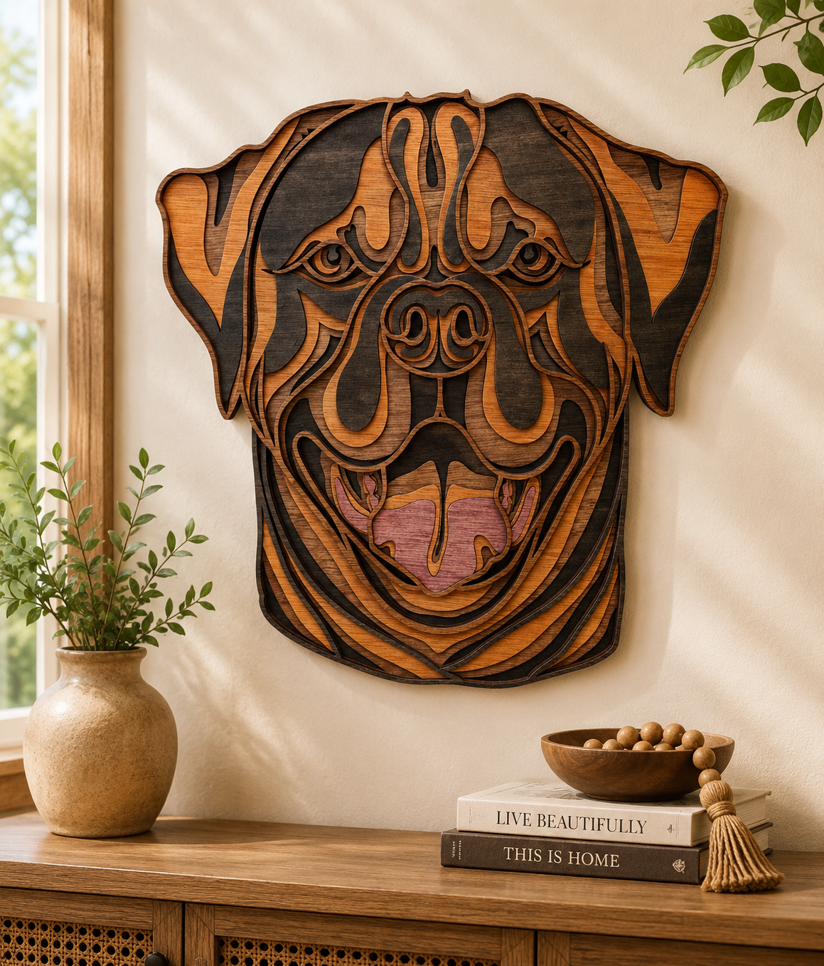 3D Rottweiler Wood Wall Art