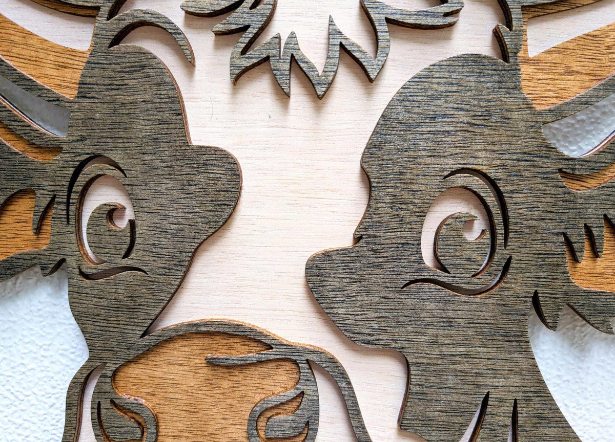 Handcrafted 3D fun cow wall art with layered wood design for farmhouse decor