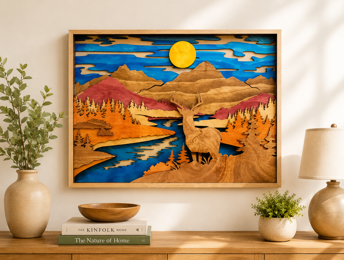 Deer & Mountain Scene