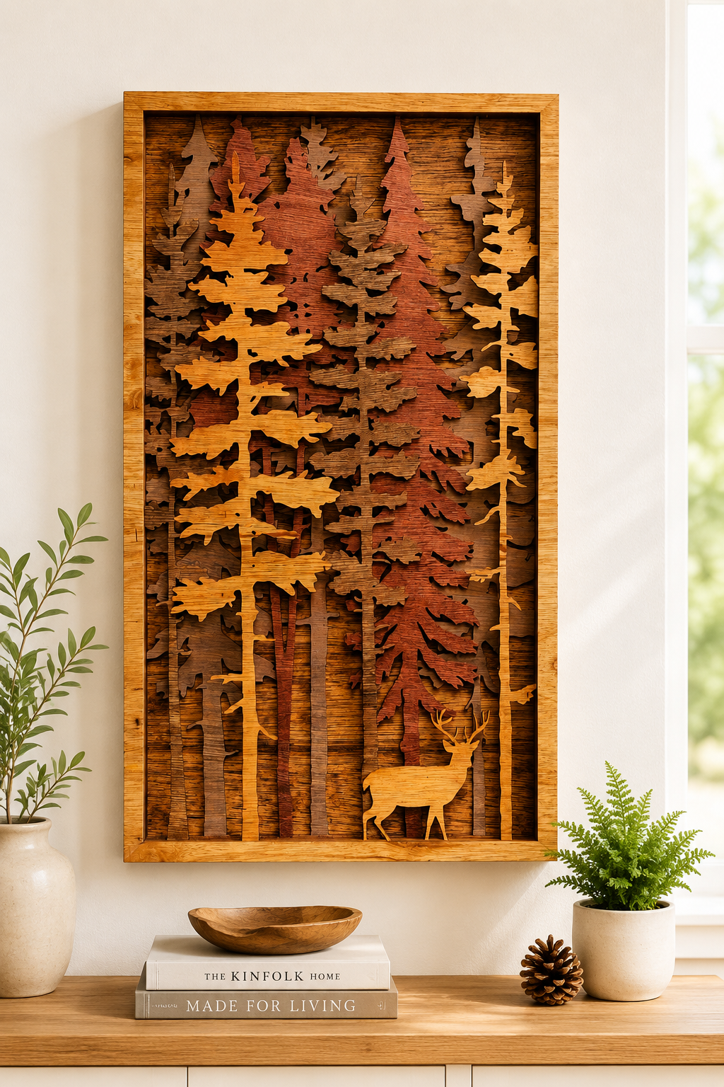 Deer in Forest Wood Wall Art