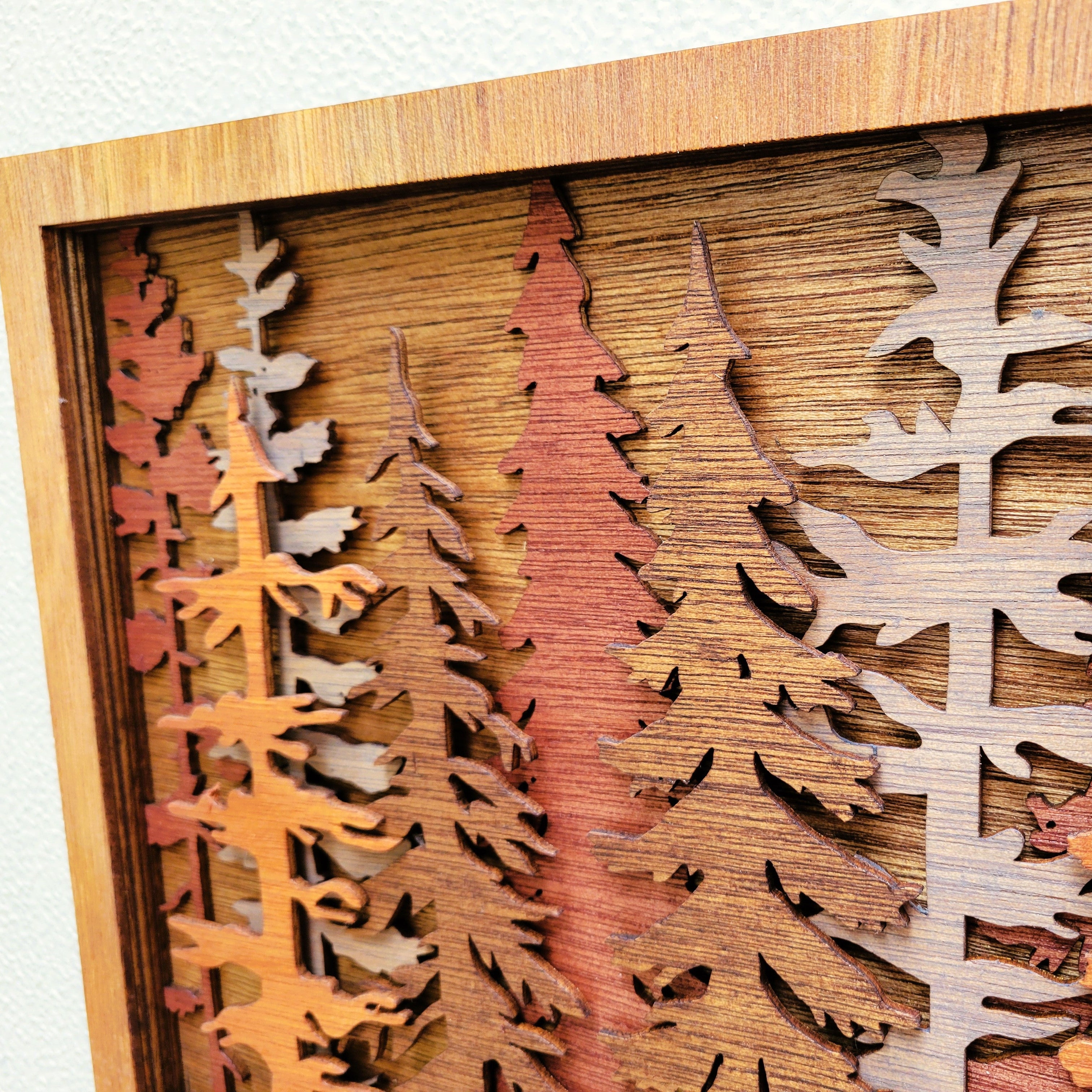 Forest Pine Trees Scene Stained Wall Art