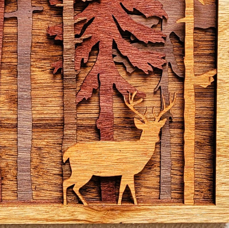 Deer in Forest Wood Wall Art