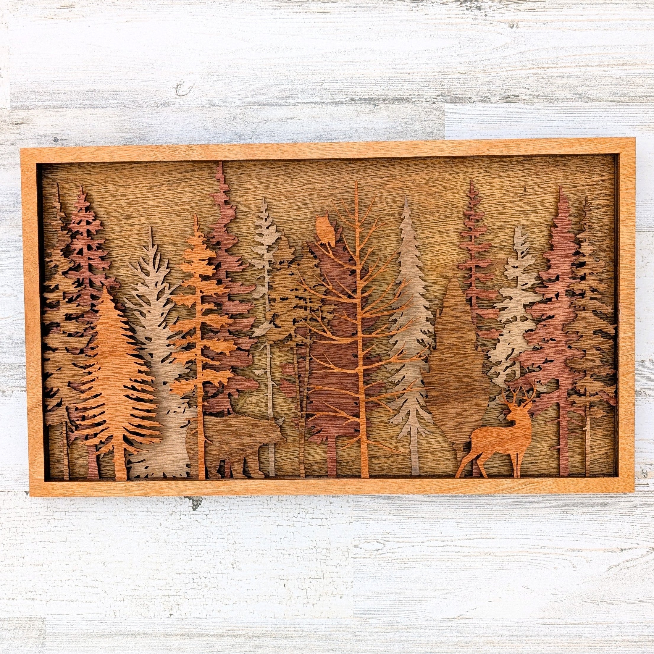 Bear, Buck & Owl Forest Scene