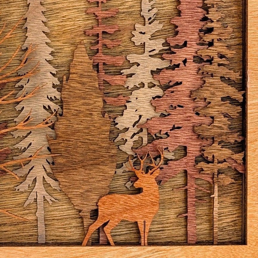 Bear, Buck & Owl Forest Scene
