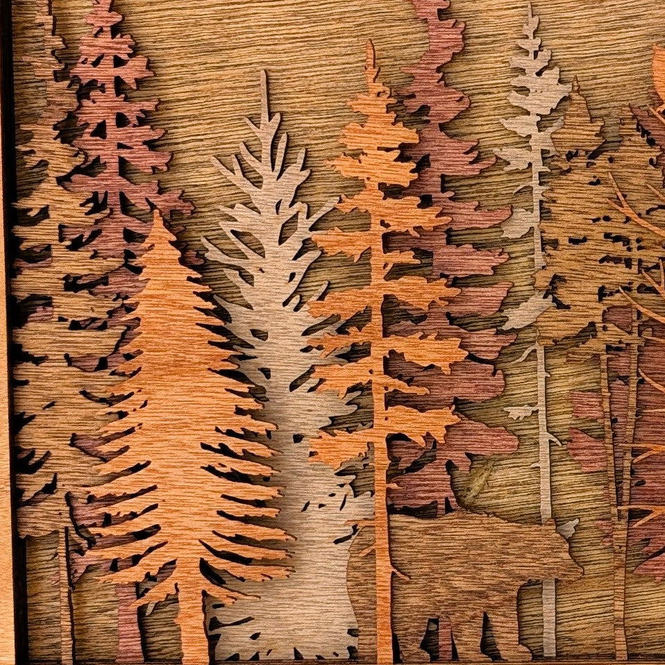 Bear, Buck & Owl Forest Scene