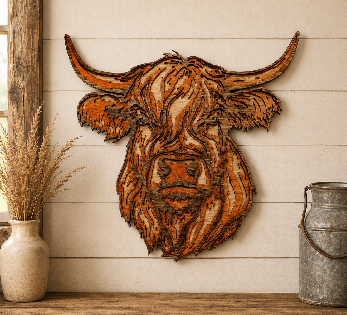 Highland Cow Wood Wall Art