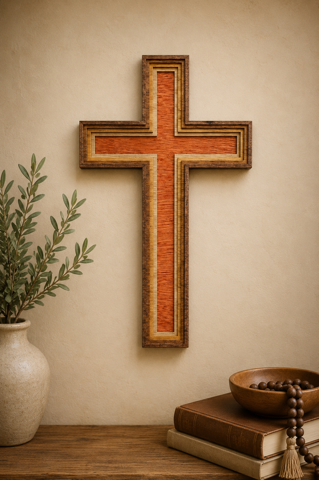 Multi Layered Wood Cross 17”