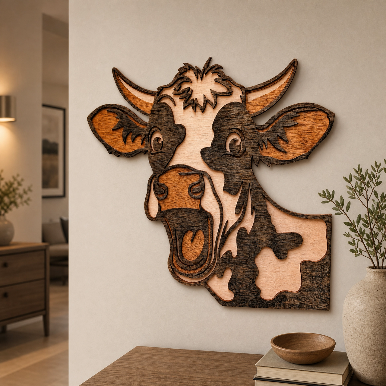 3D Fun Cow Wall Art