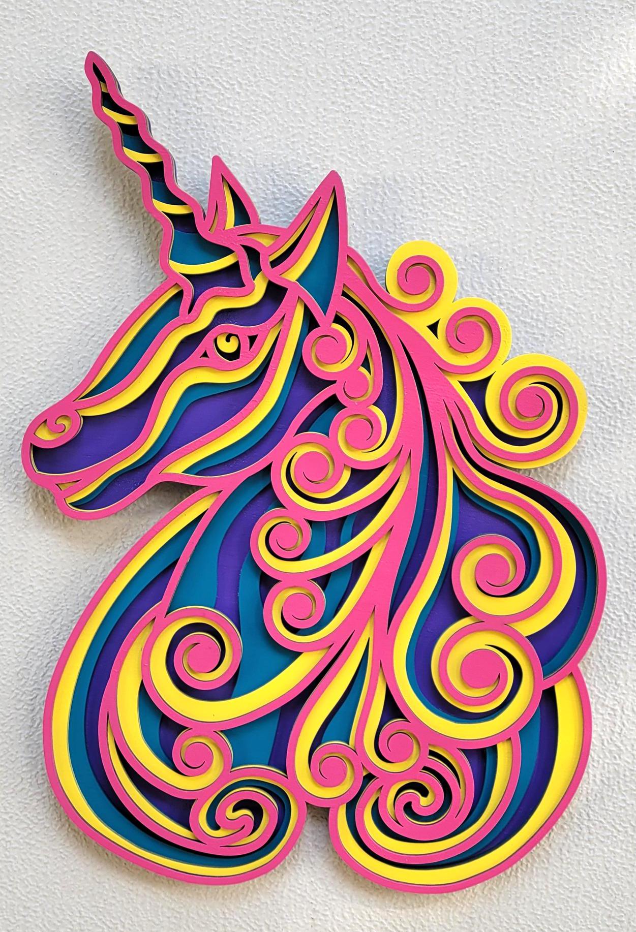Unicorn Wall Art, Limited Edition Laser Multi Layer Wood Art