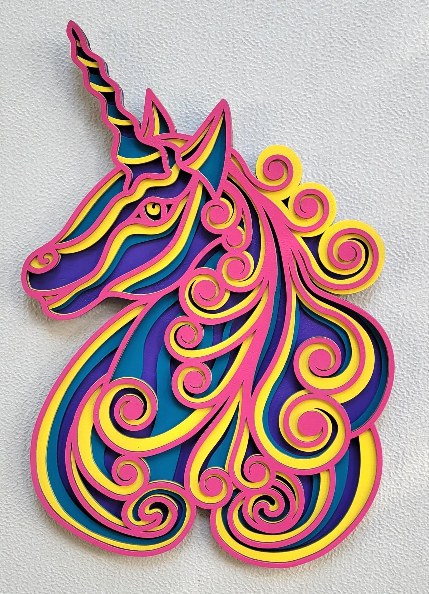 Unicorn Wall Art, Limited Edition Laser Multi Layer Wood Art