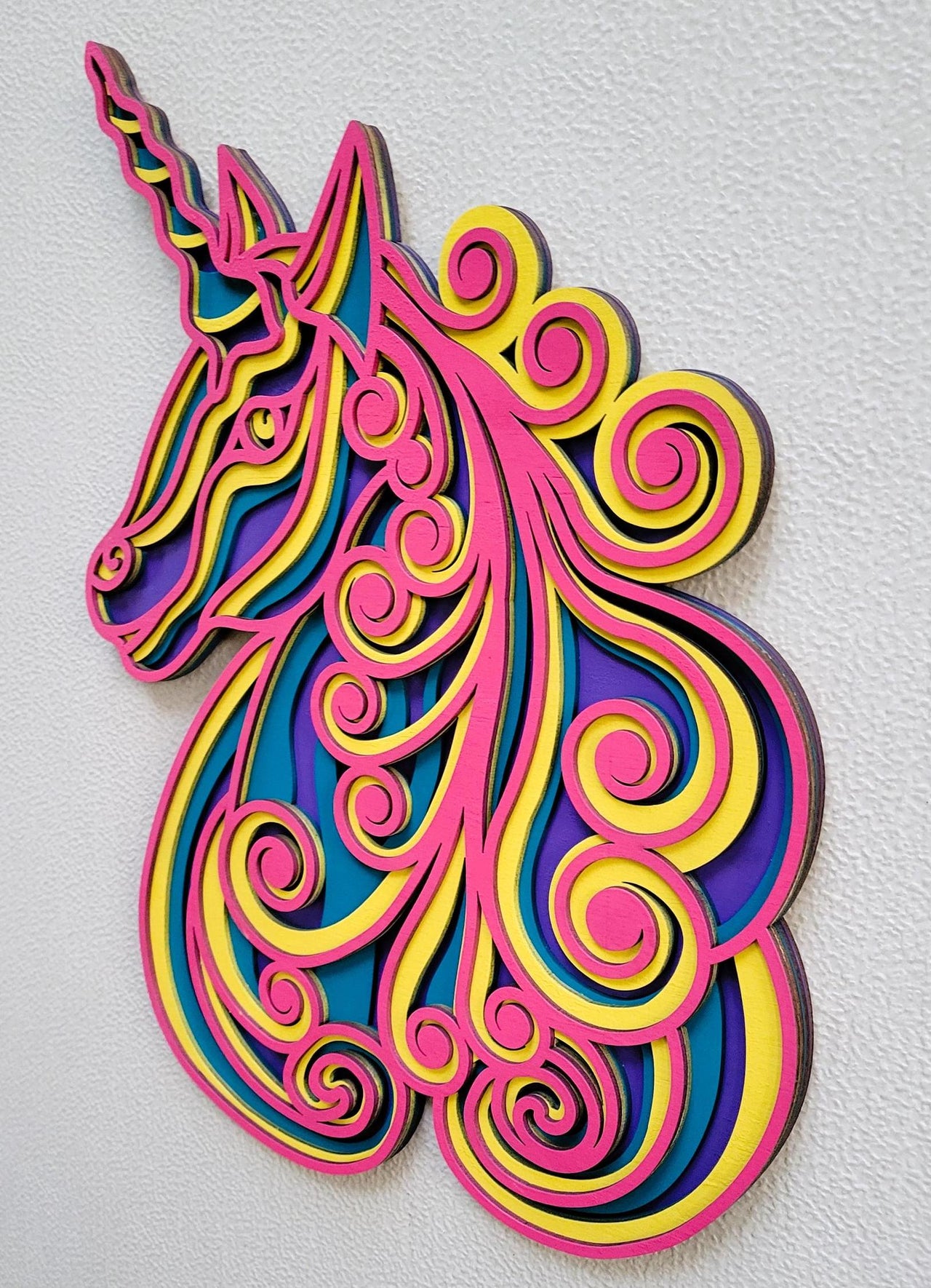 Unicorn Wall Art, Limited Edition Laser Multi Layer Wood Art