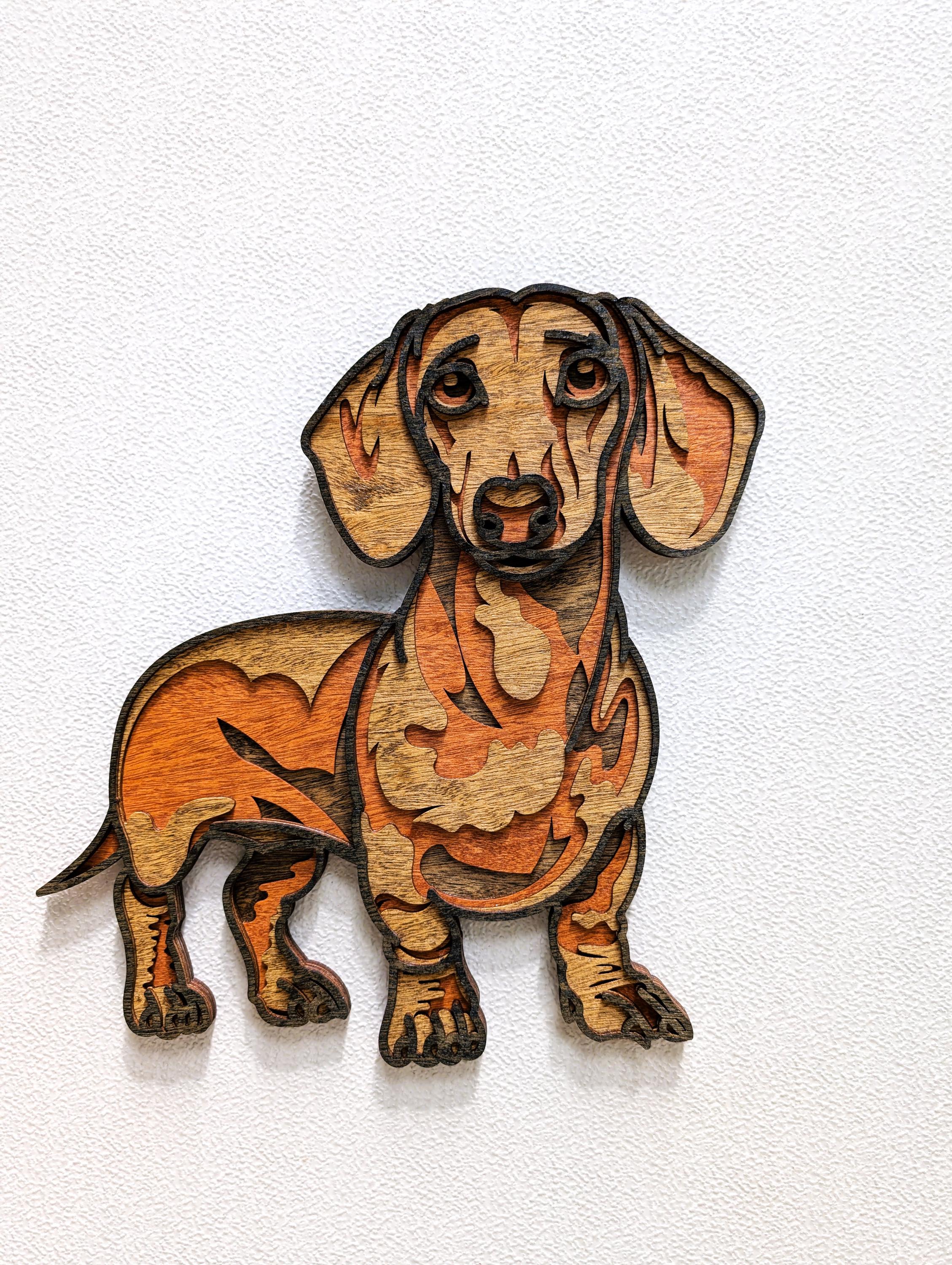 3D Dachshund Wood Wall Art: Limited Edition Laser Cut Dog Decor