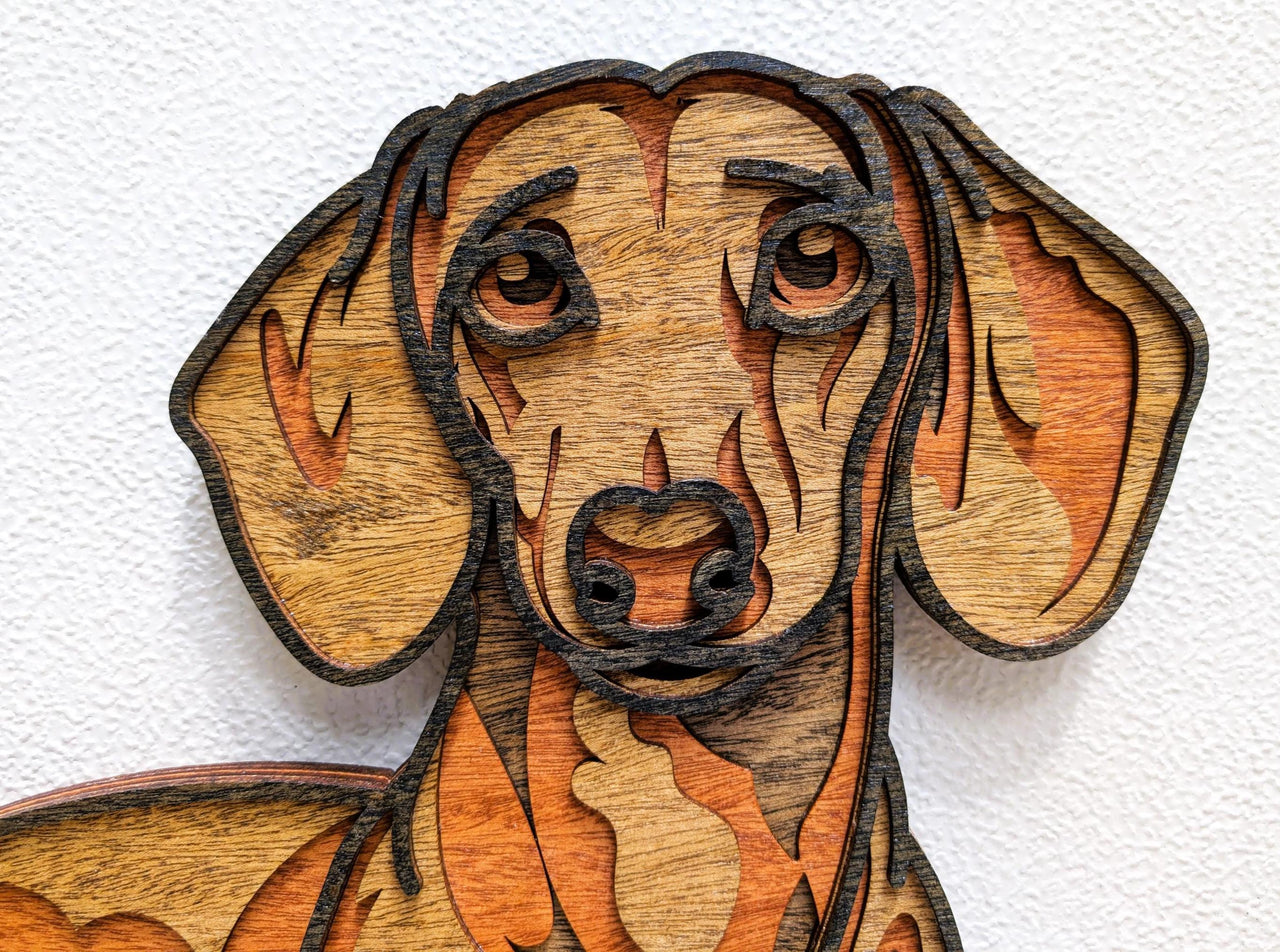 3D Dachshund Wood Wall Art: Limited Edition Laser Cut Dog Decor