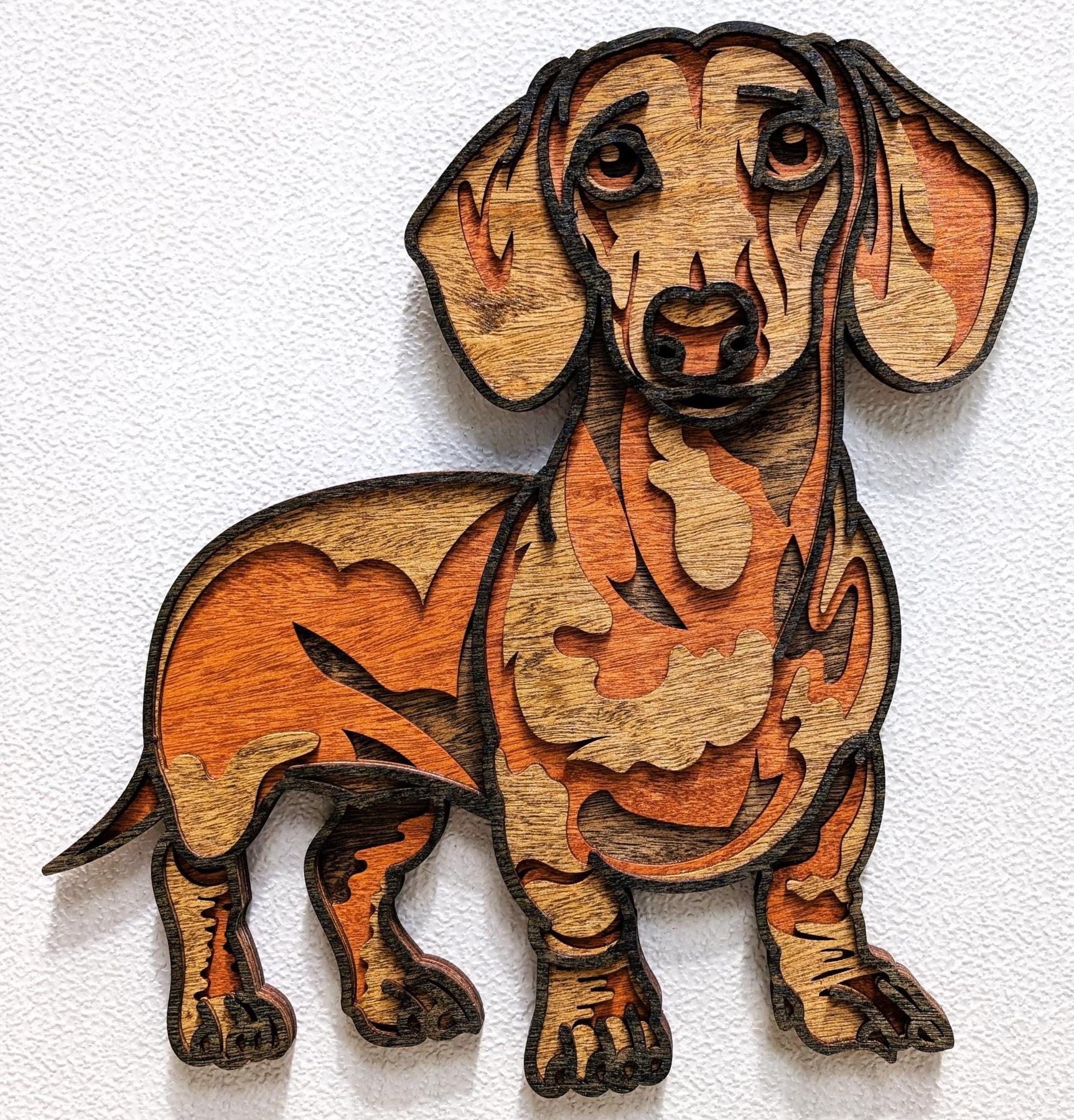 3D Dachshund Wood Wall Art: Limited Edition Laser Cut Dog Decor