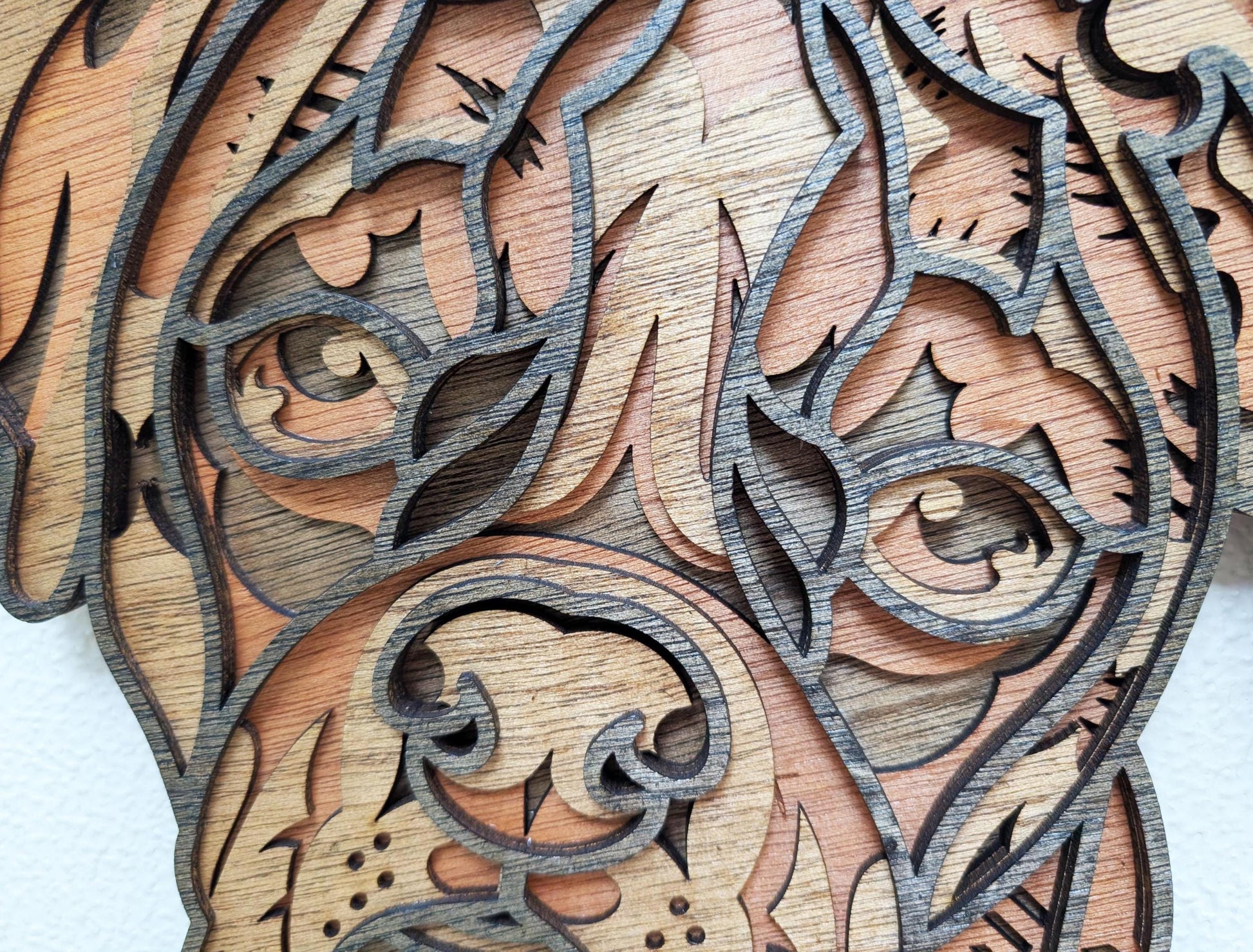 Boxer Dog Wall Art; Multi Layered Stained Wood Wall Decor