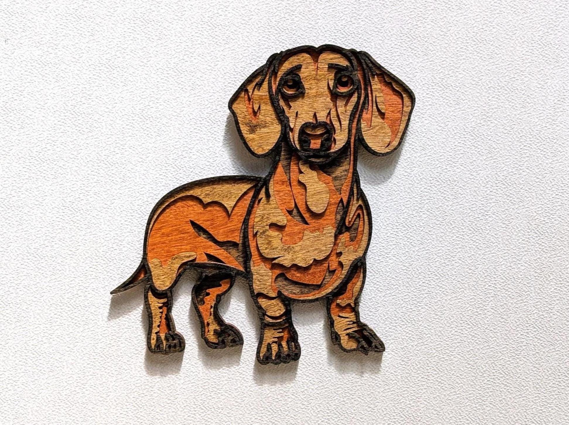 3D Dachshund Wood Wall Art: Limited Edition Laser Cut Dog Decor