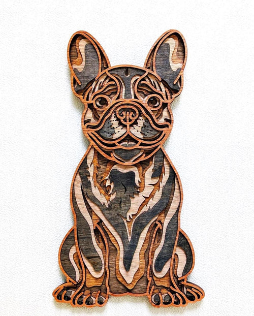 3D Boston Terrier Wood Wall Art: Limited Edition, Hand Stained