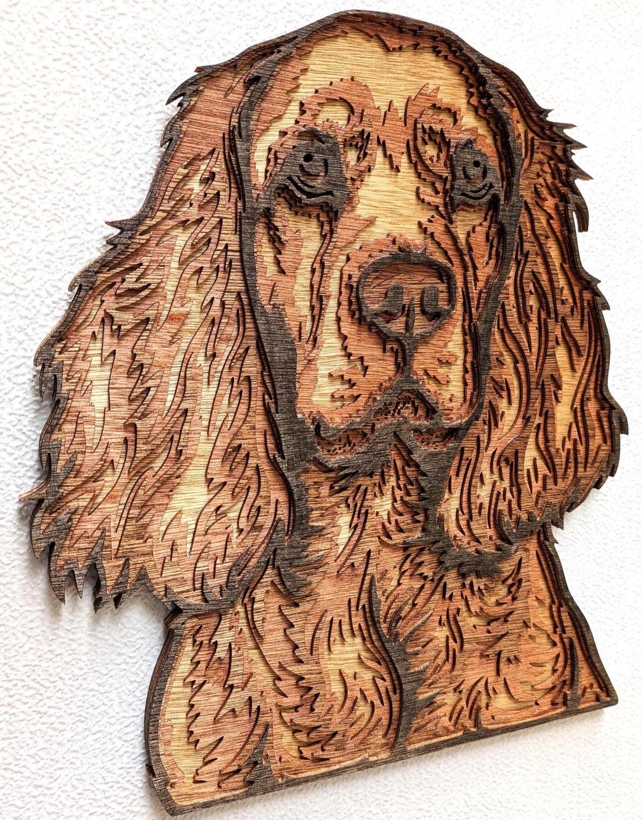 3D Cocker Spaniel Wood Wall Art: Limited Edition, Hand-Stained