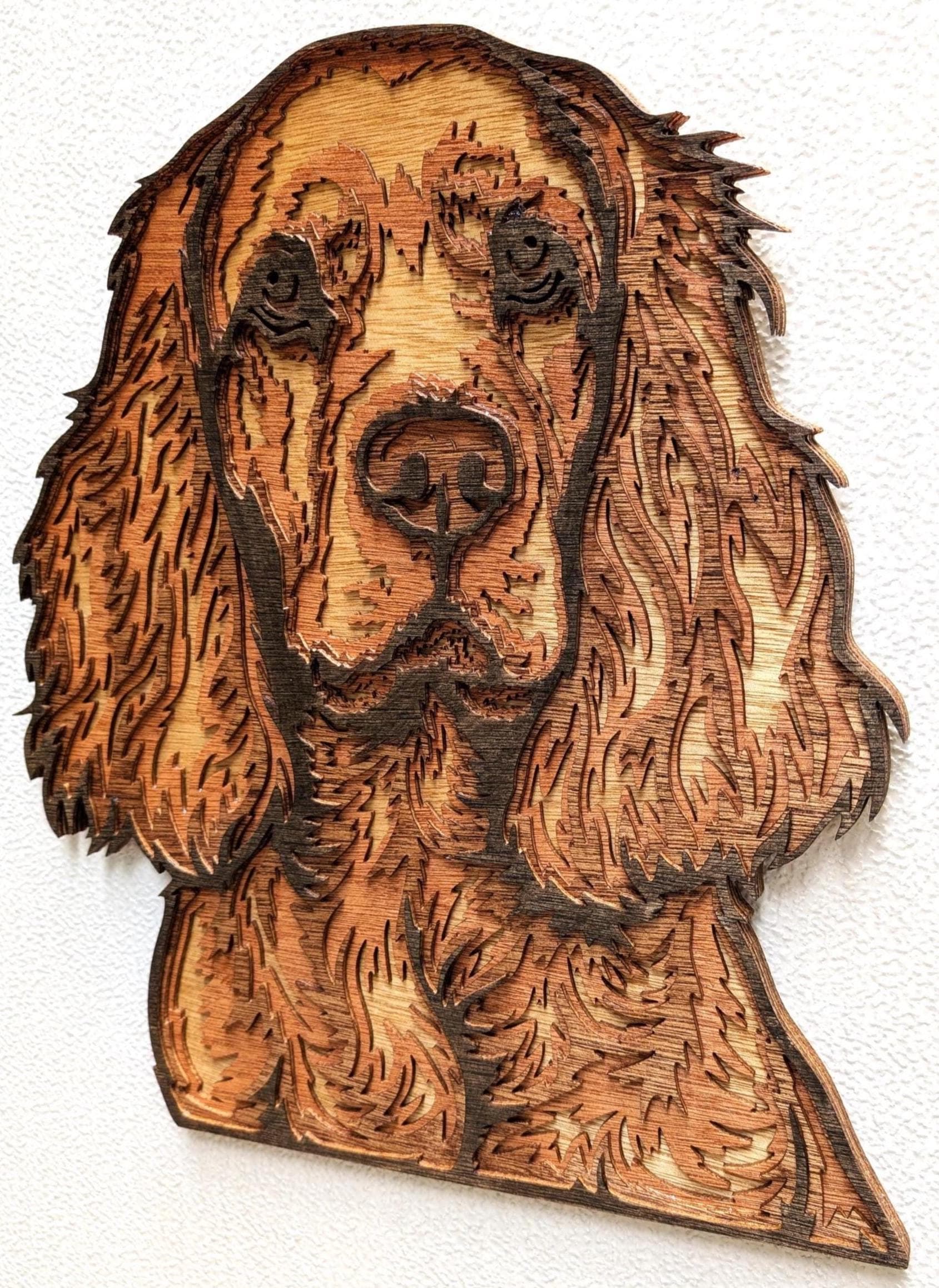 3D Cocker Spaniel Wood Wall Art: Limited Edition, Hand-Stained