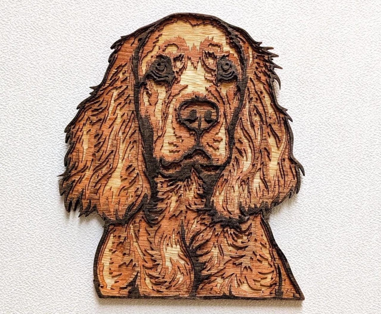3D Cocker Spaniel Wood Wall Art: Limited Edition, Hand-Stained