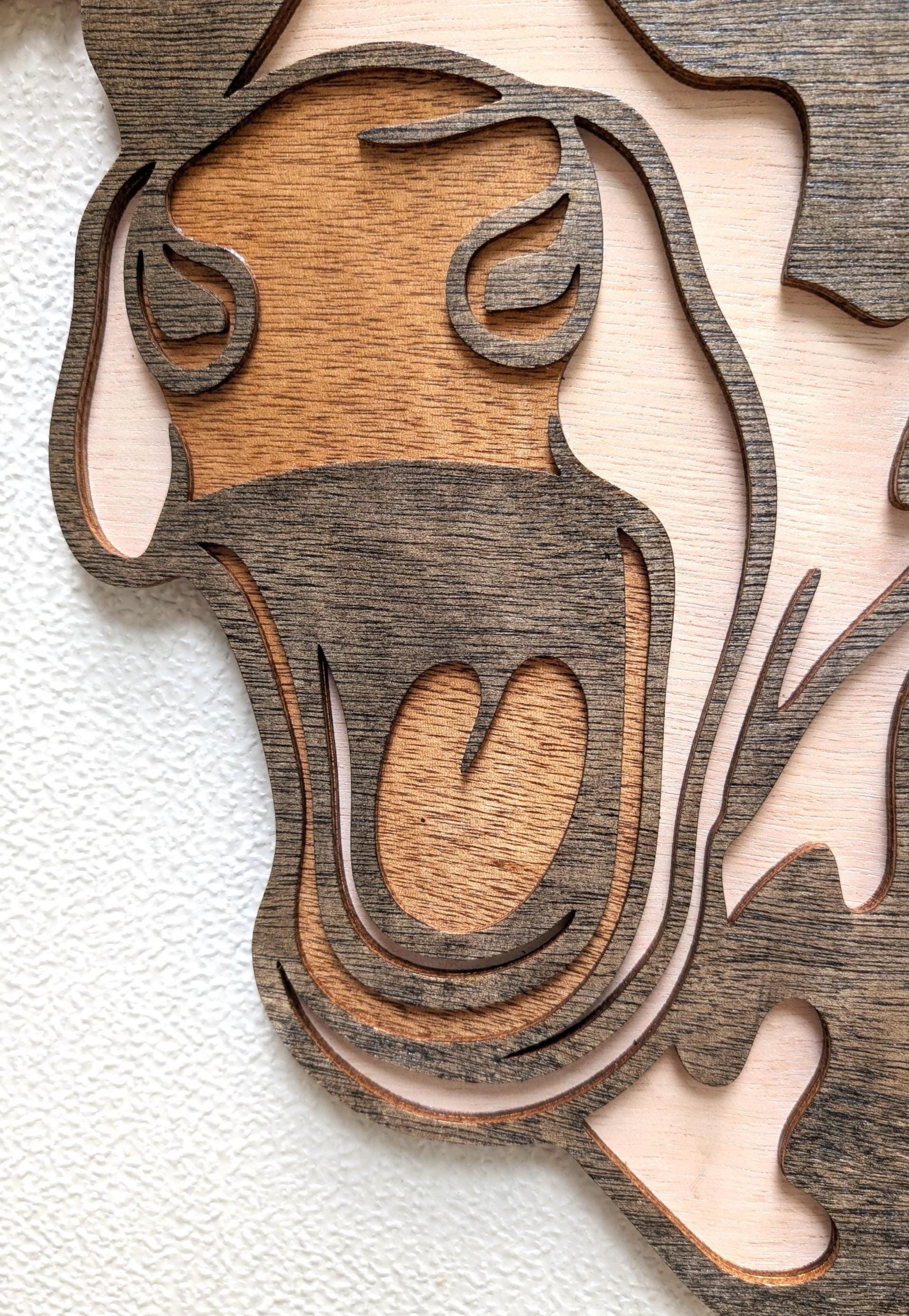 3D Fun Cow Wall Art: Multi-Layered Stained Wood Farm Decor