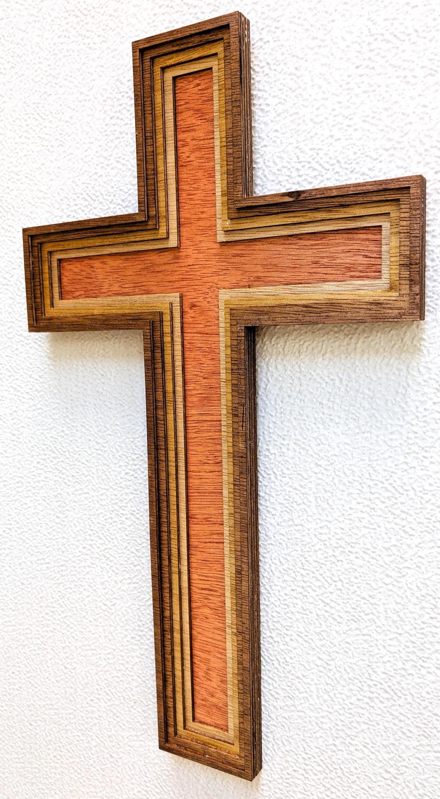 Multi Layered Wood Cross 17” Wall Art: Home Decor
