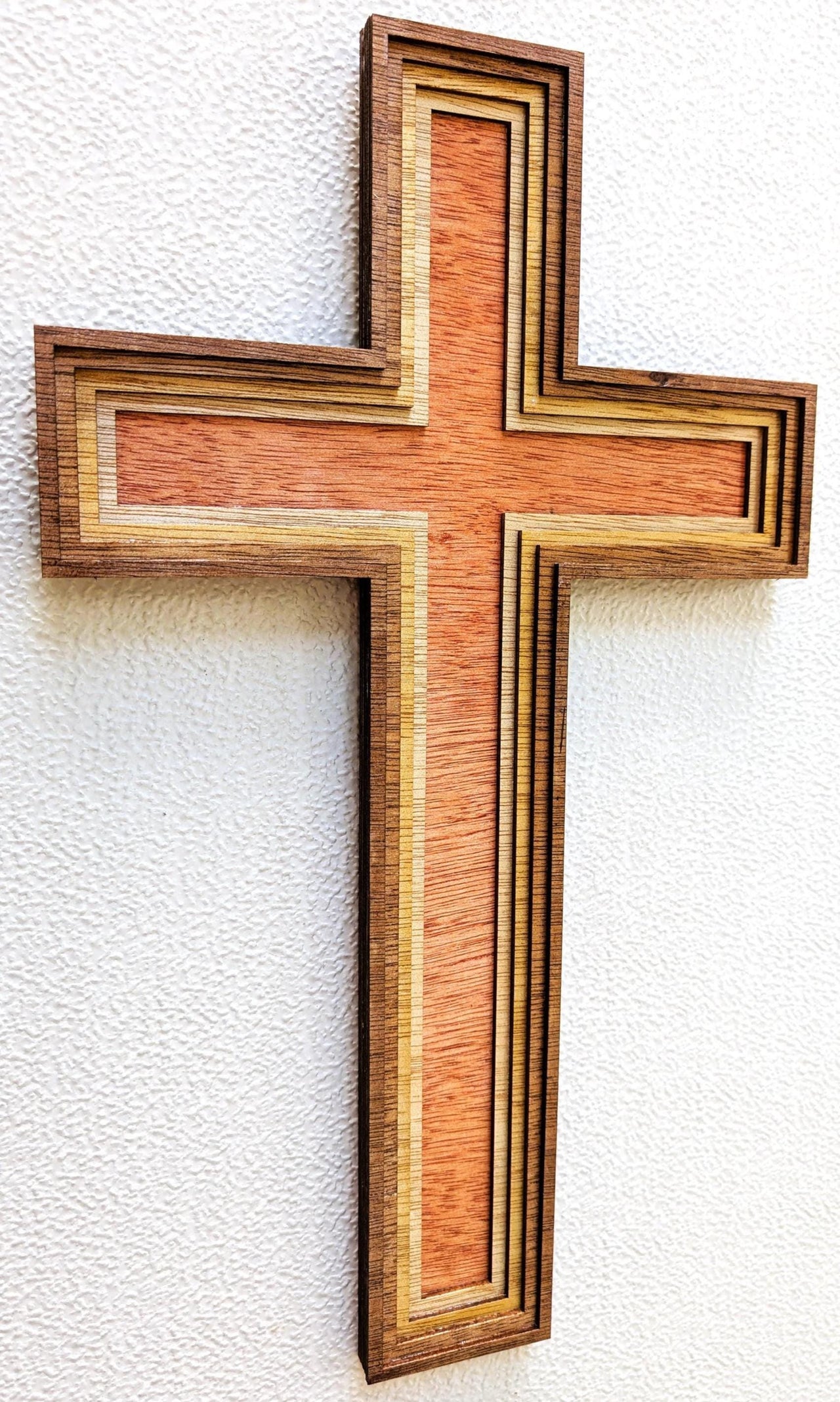 Multi Layered Wood Cross 17” Wall Art: Home Decor