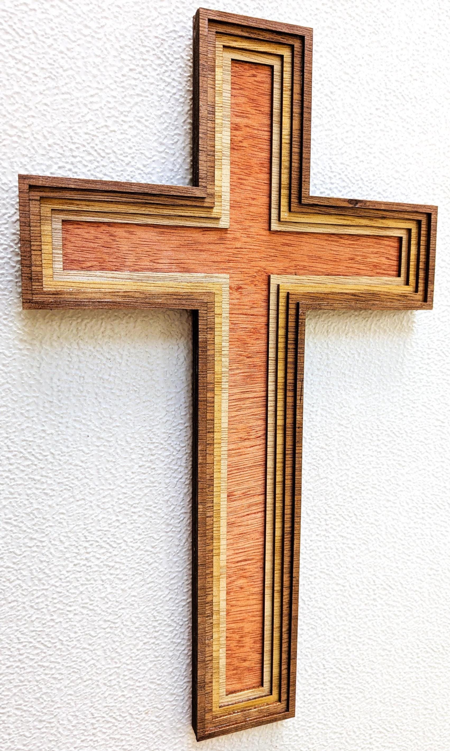 Multi Layered Wood Cross 17” Wall Art: Home Decor