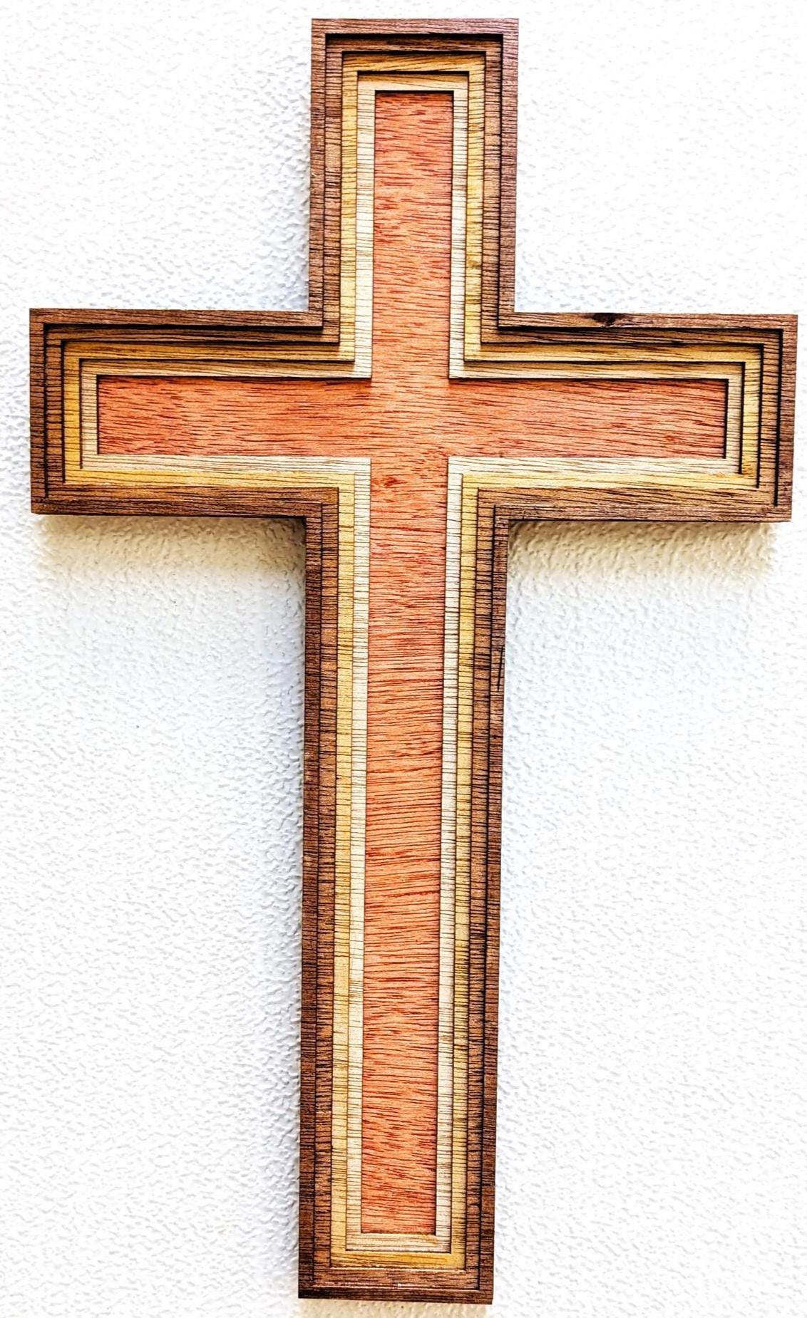 Multi Layered Wood Cross 17” Wall Art: Home Decor