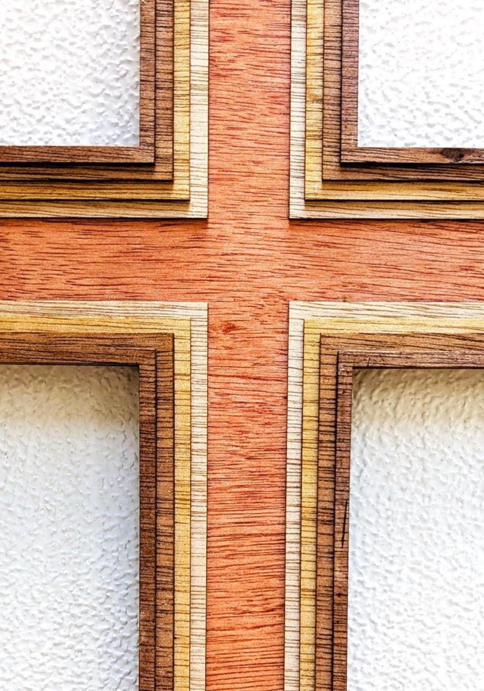 Multi Layered Wood Cross 17” Wall Art: Home Decor