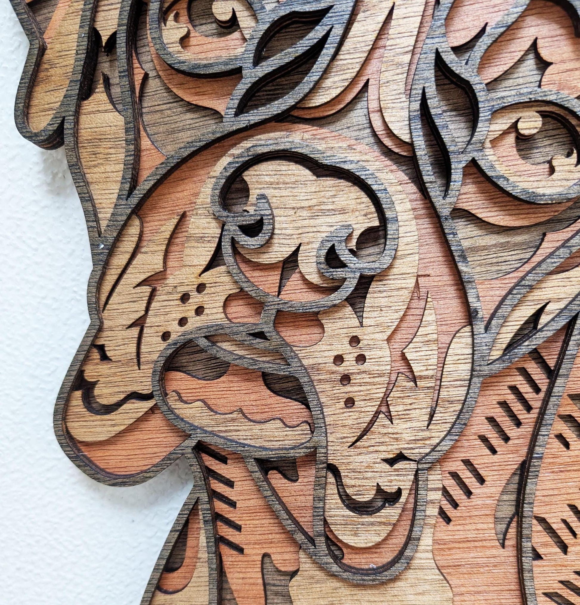 Boxer Dog Wall Art; Multi Layered Stained Wood Wall Decor