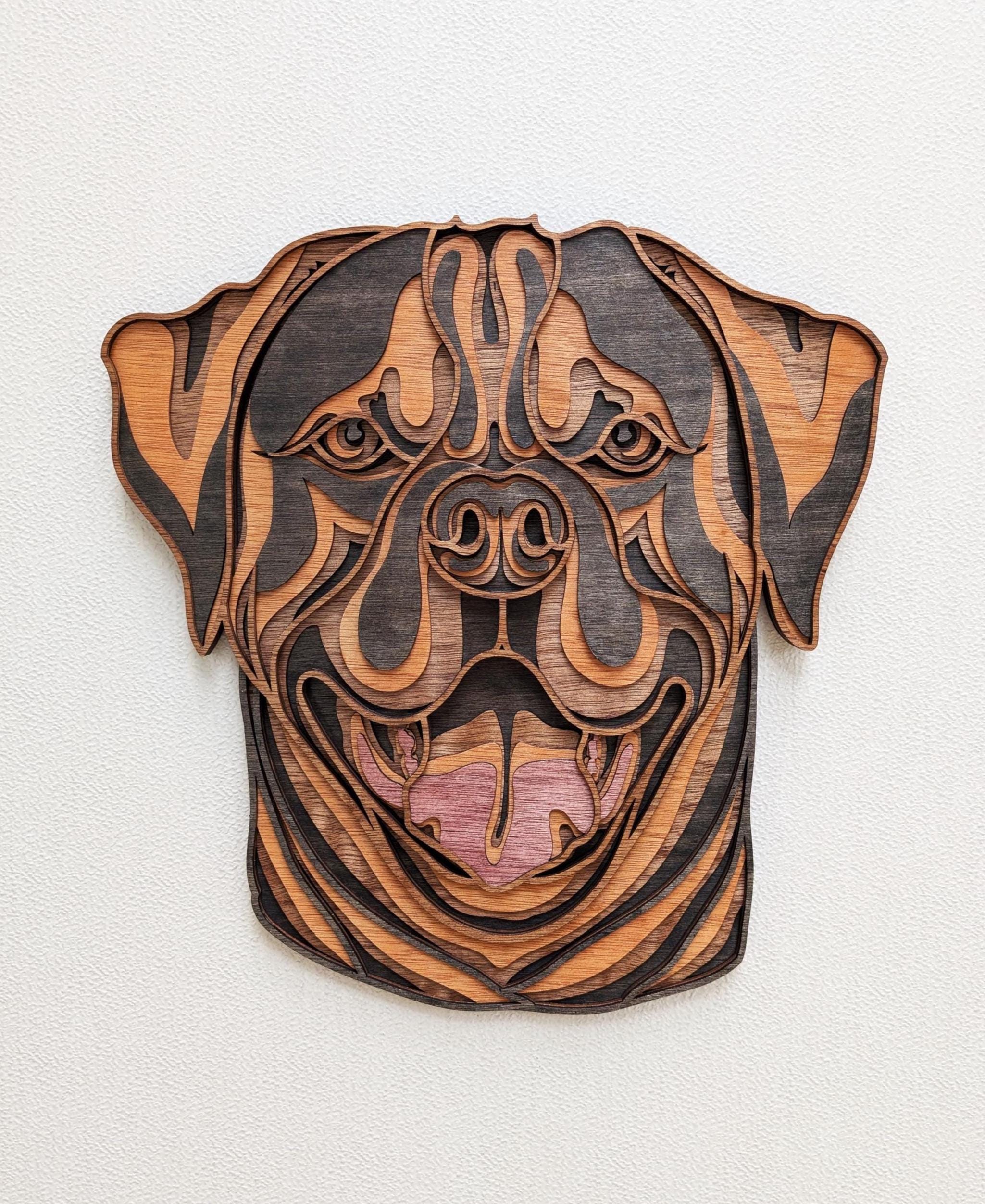 3D Rottweiler Wood Wall Art: Dog Decor