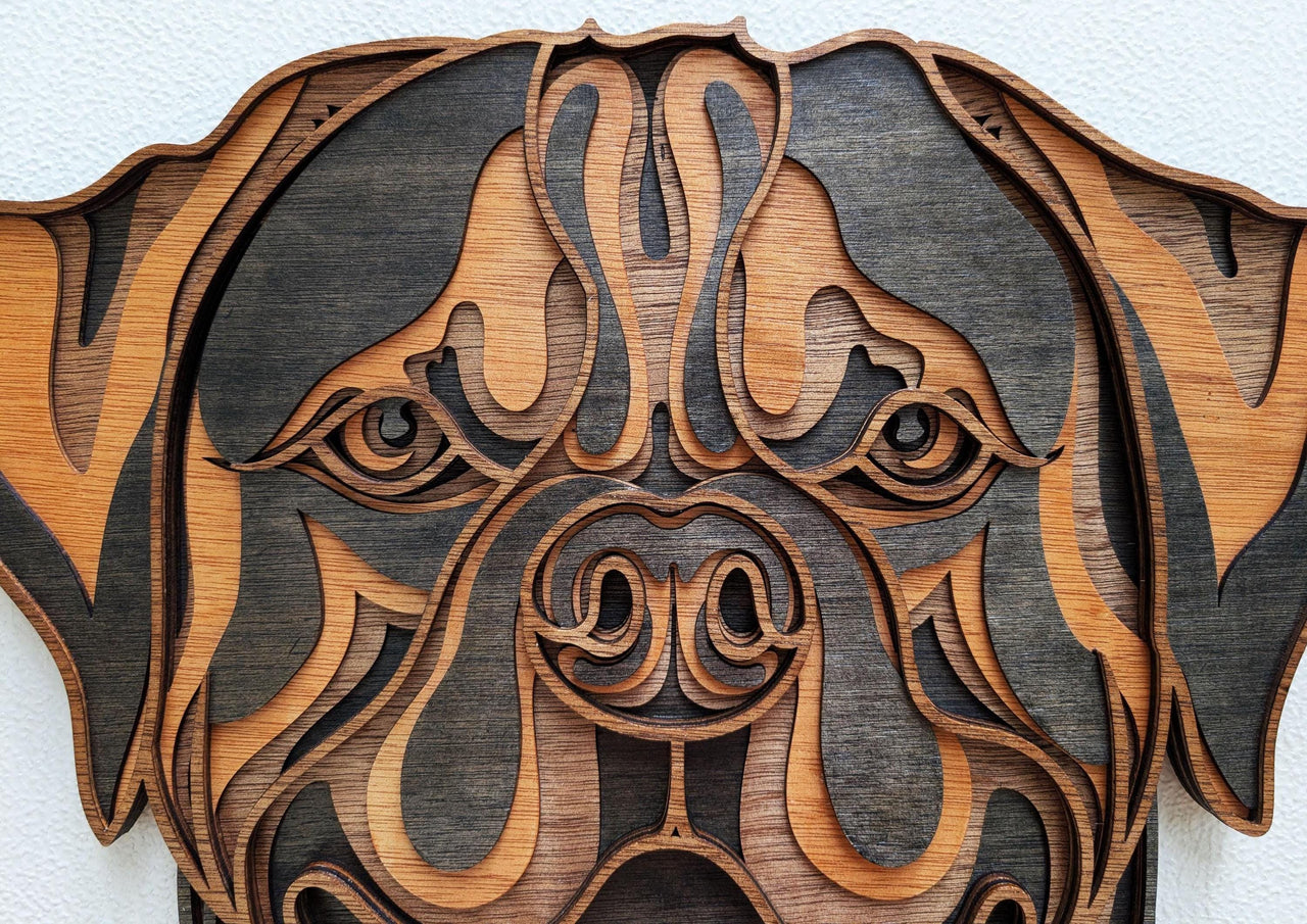 3D Rottweiler Wood Wall Art: Dog Decor