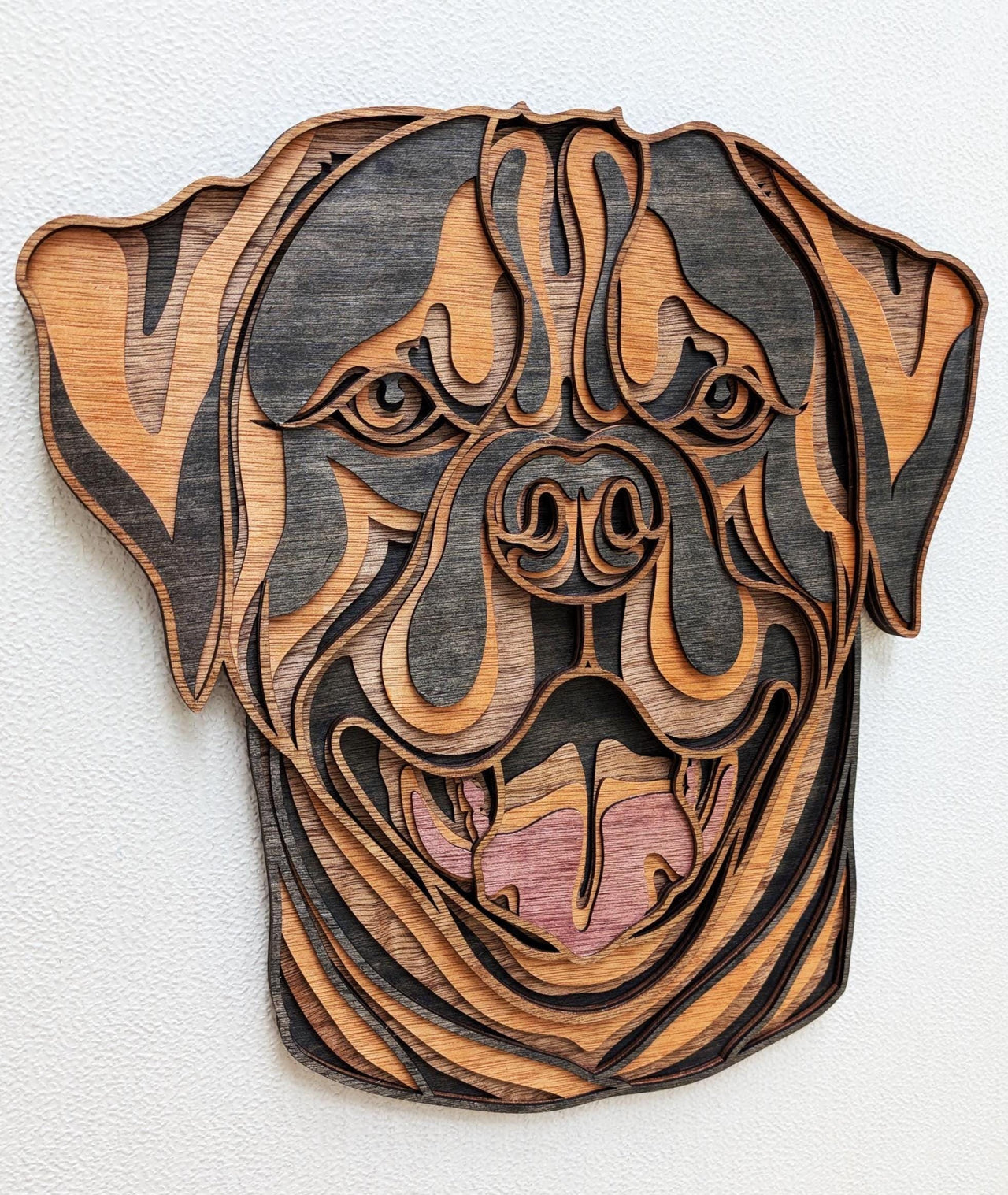 3D Rottweiler Wood Wall Art: Dog Decor