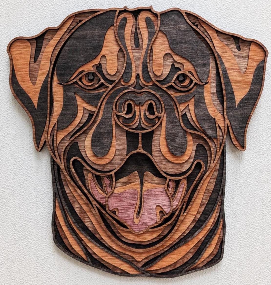 3D Rottweiler Wood Wall Art: Dog Decor