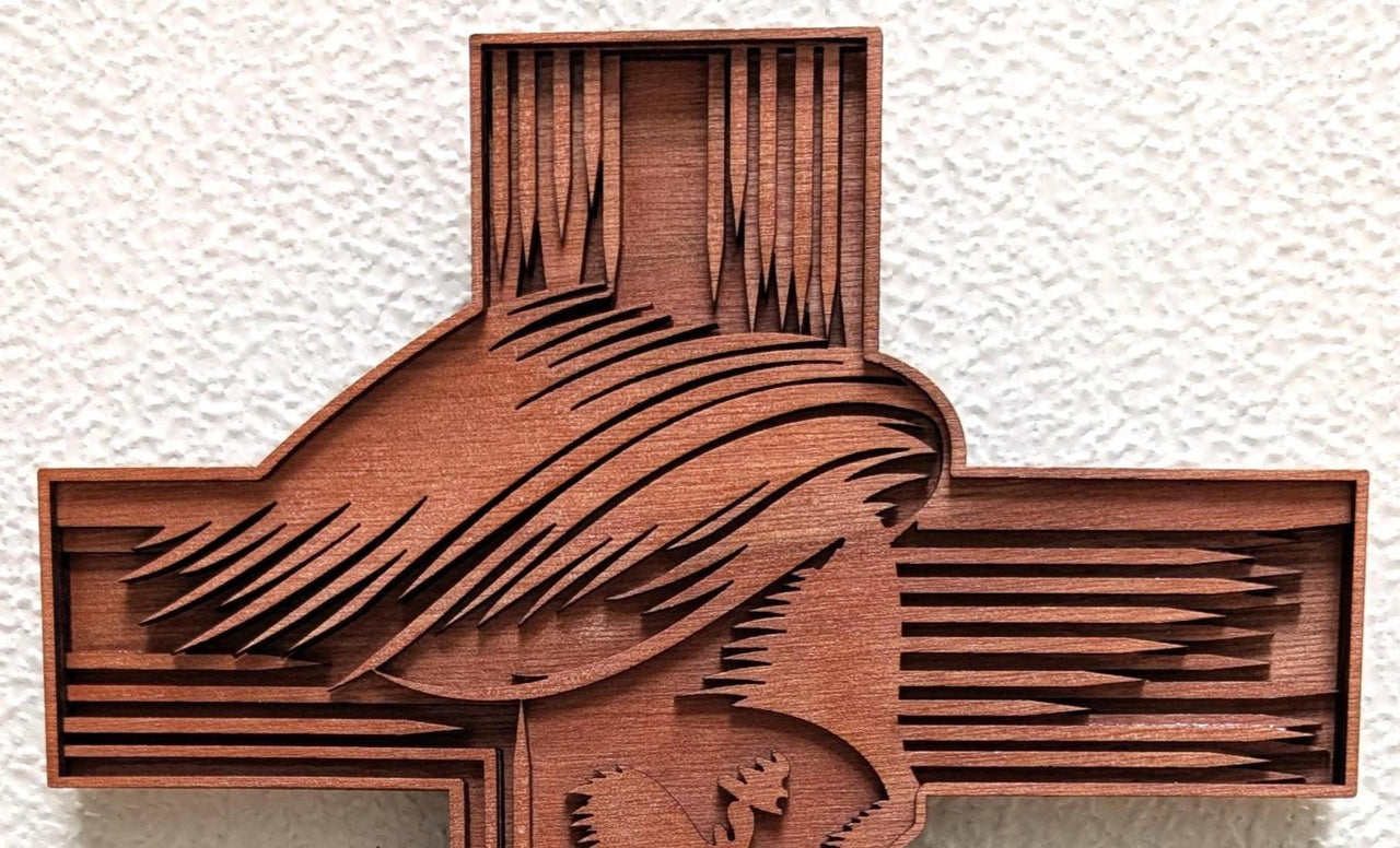 Cross with Jesus Face Wood Wall Art: Christian Home Decor