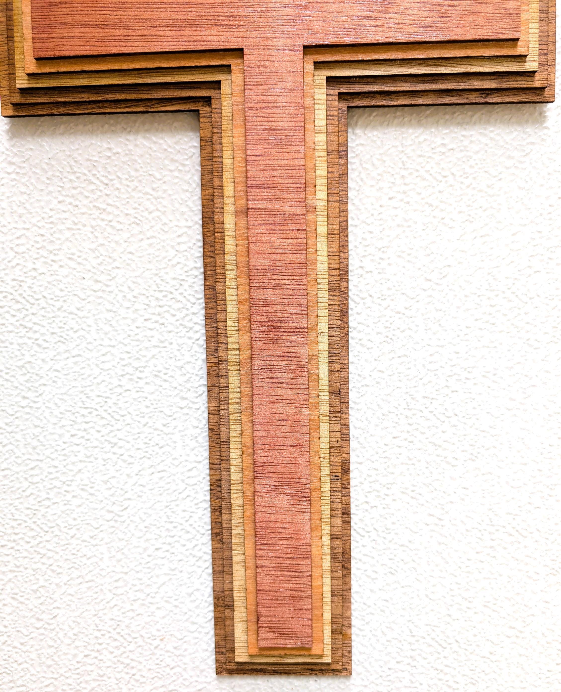 Wood Cross 17” Multi Layered Wall Art: 3D Laser Christian Home Decor