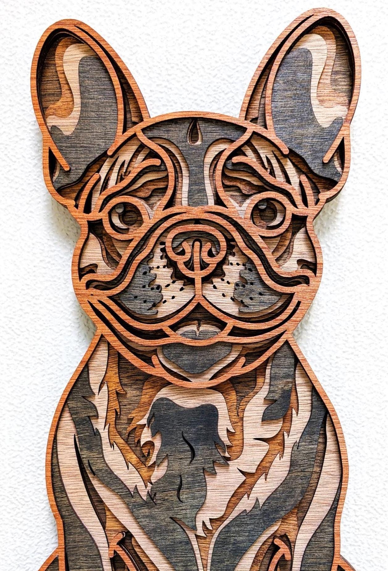 3D Boston Terrier Wood Wall Art: Limited Edition, Hand Stained