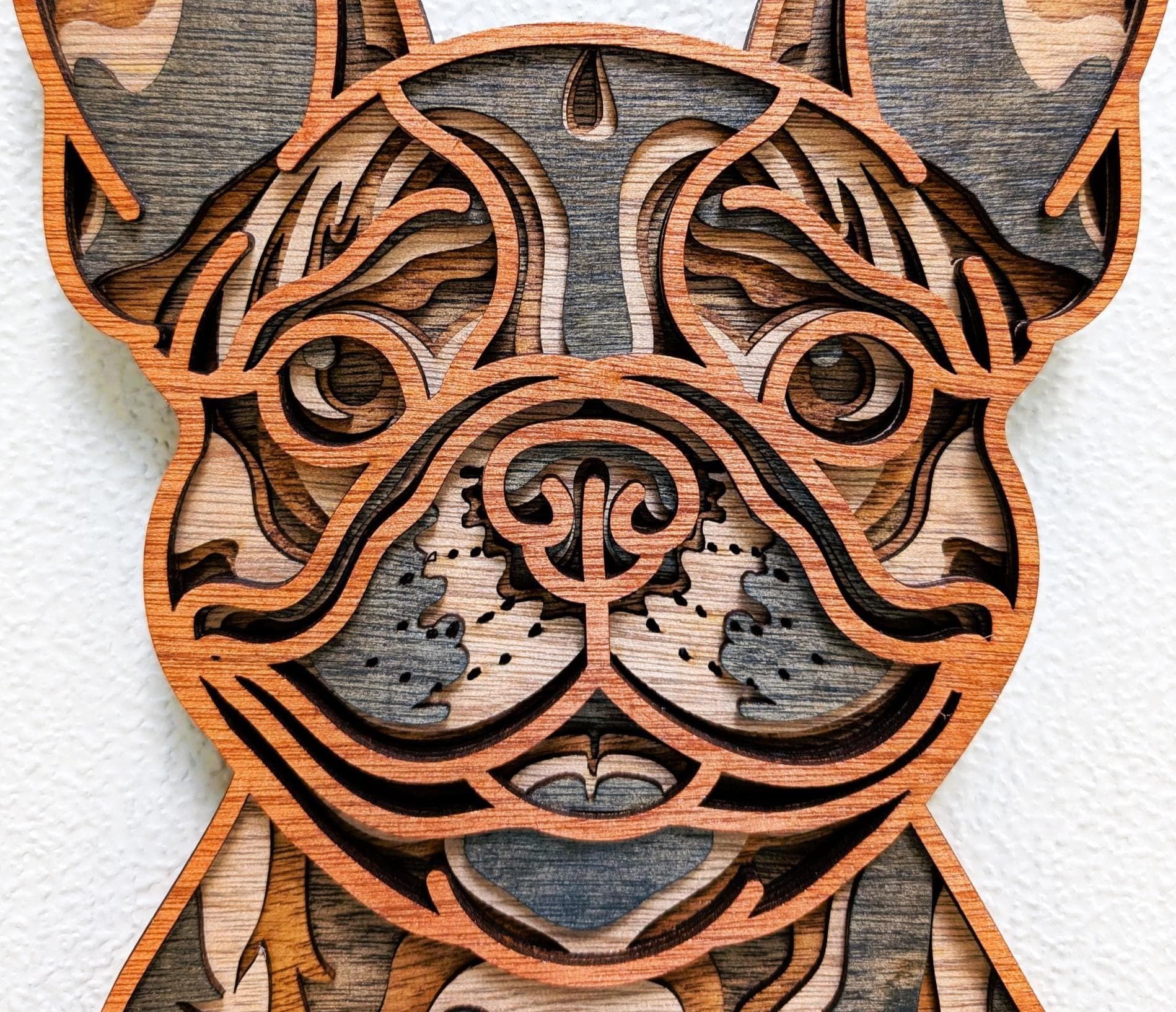 3D Boston Terrier Wood Wall Art: Limited Edition, Hand Stained