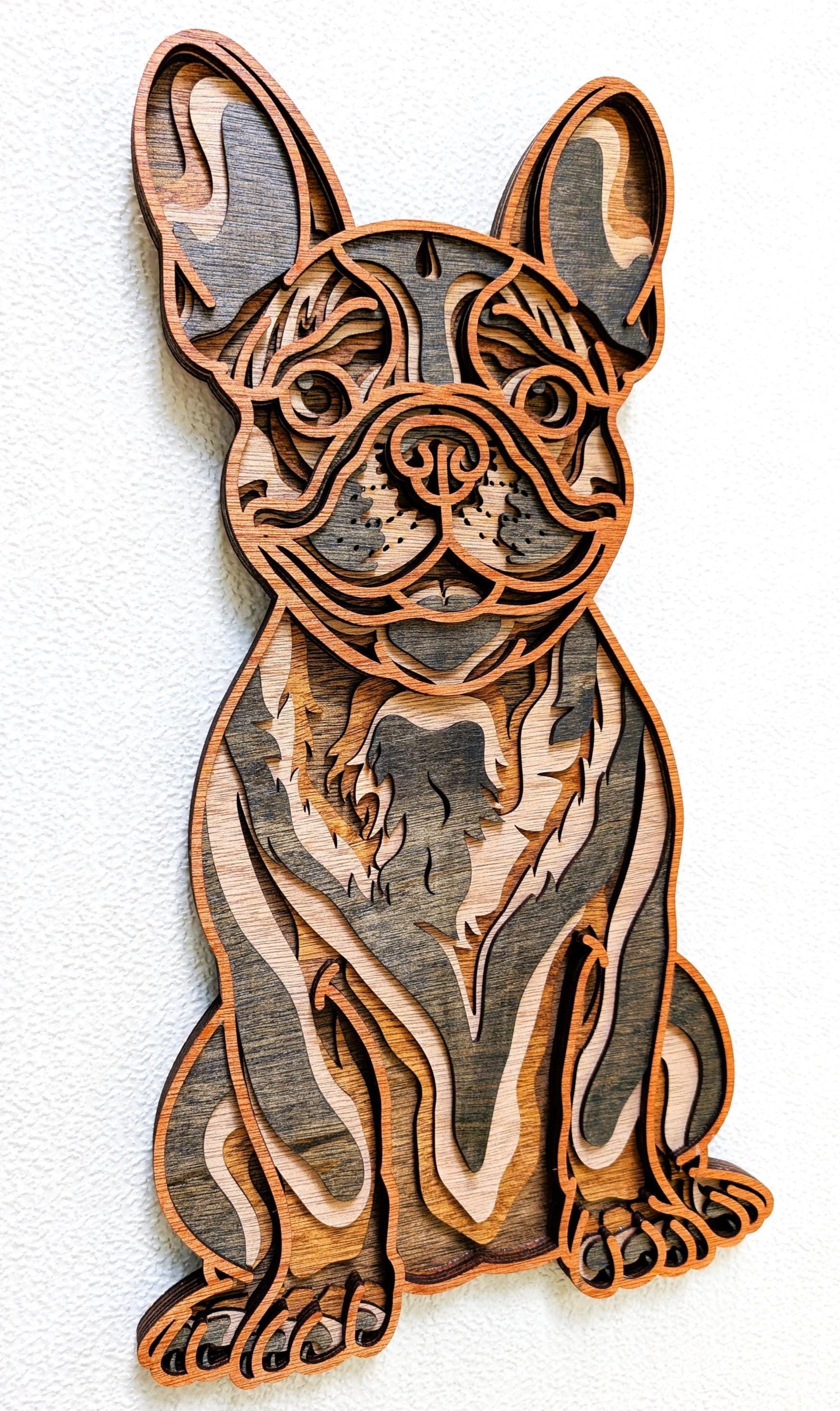 3D Boston Terrier Wood Wall Art: Limited Edition, Hand Stained