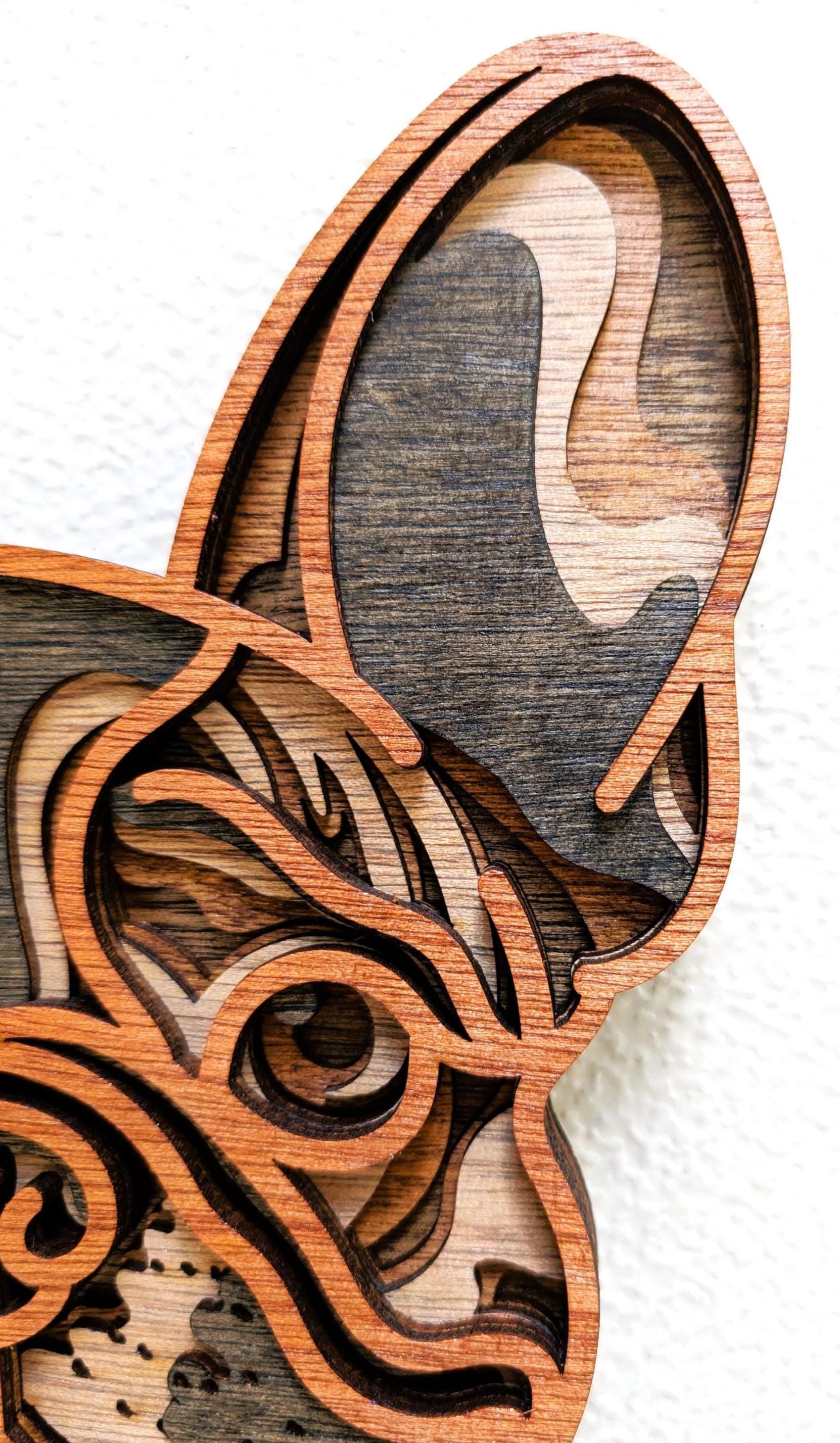 3D Boston Terrier Wood Wall Art: Limited Edition, Hand Stained