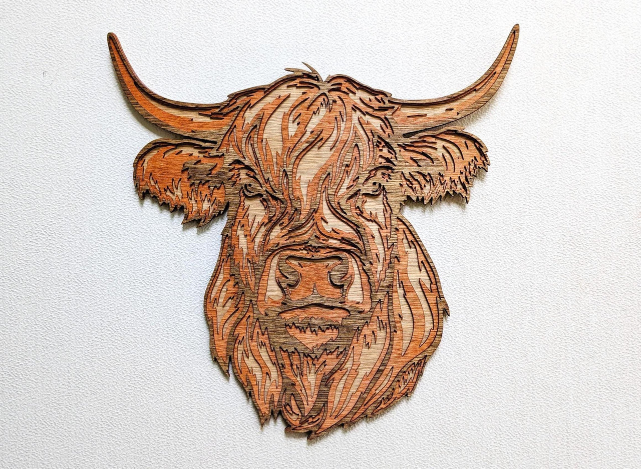 Highland Cow Multi Layered Wood Wall Art - Farm Decor