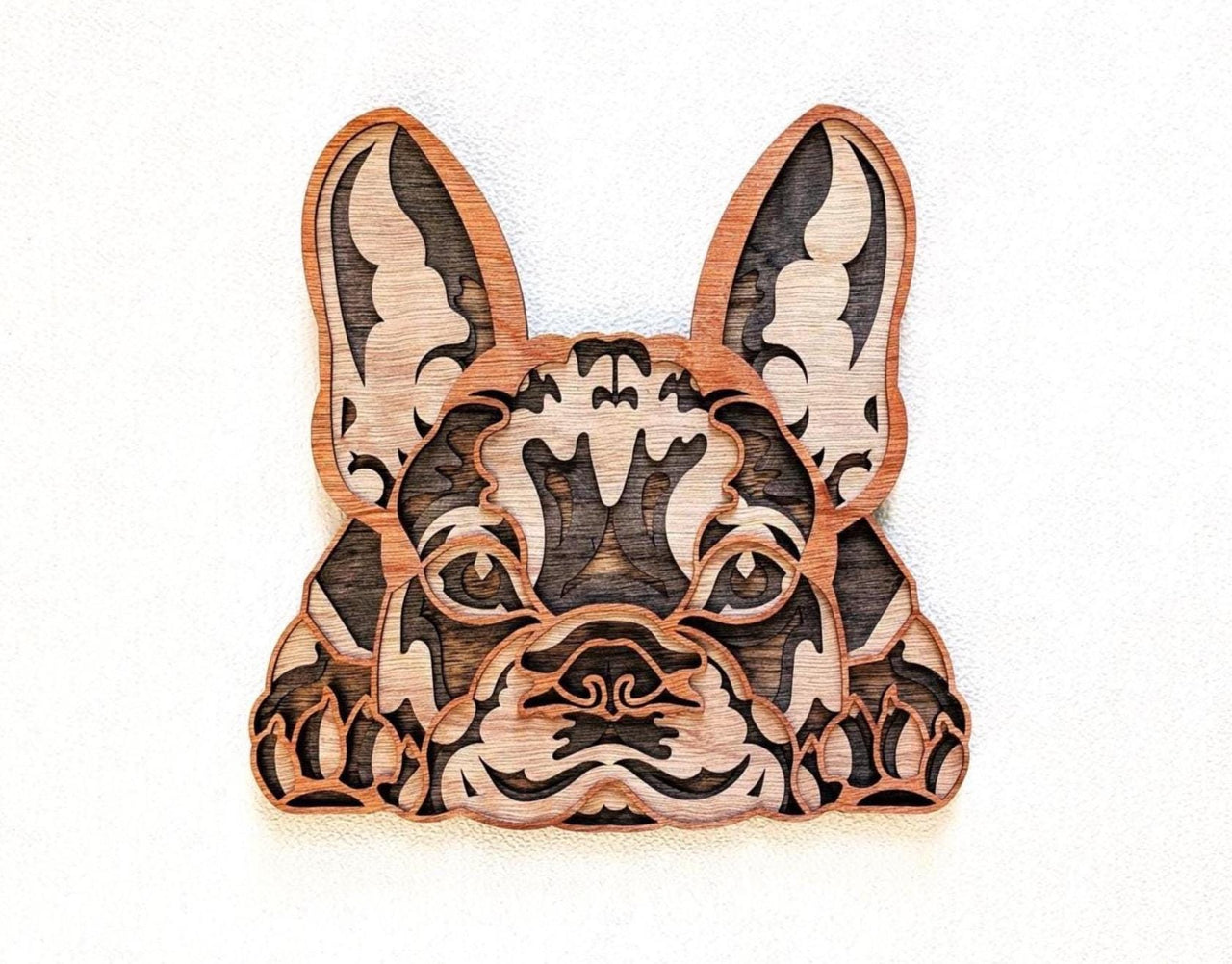 3D French Bulldog Wood Wall Art: Multi Layered Handcrafted Dog Decor